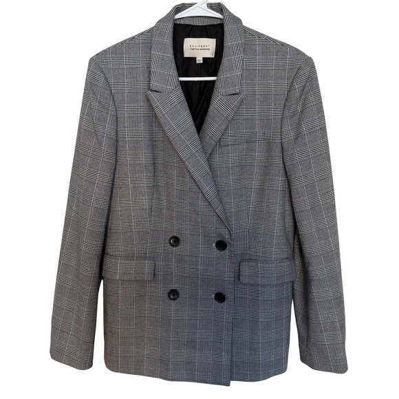 EQUIPMENT Tabitha Simmons Plaid Double Breasted Blazer Jacket Size 10 Preppy - Picture 1 of 6